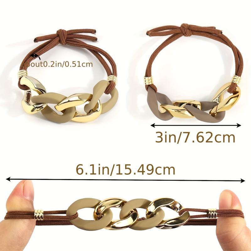 4pcs Boho Style Hair Ring Elastic Ponytail Holder Hair Accessories