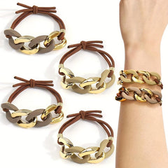 4pcs Boho Style Hair Ring Elastic Ponytail Holder Hair Accessories