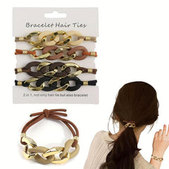 4pcs Boho Style Hair Ring Elastic Ponytail Holder Hair Accessories
