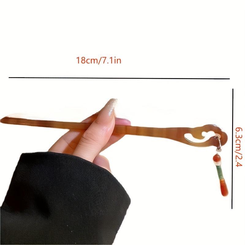 Acetate Hairpin Chinese Style Hair Stick With Pendant Ponytail Holder