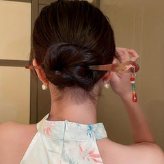 Acetate Hairpin Chinese Style Hair Stick With Pendant Ponytail Holder