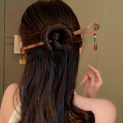 Acetate Hairpin Chinese Style Hair Stick With Pendant Ponytail Holder
