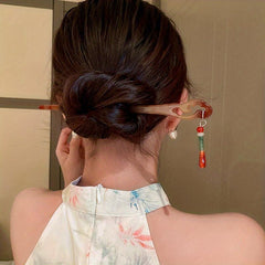 Acetate Hairpin Chinese Style Hair Stick With Pendant Ponytail Holder