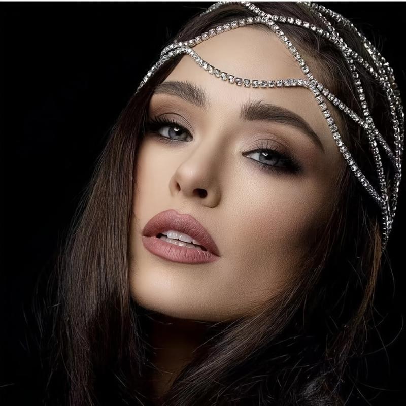 Mesh Bridal Headband Rhinestone Head Piece Hair Accessories