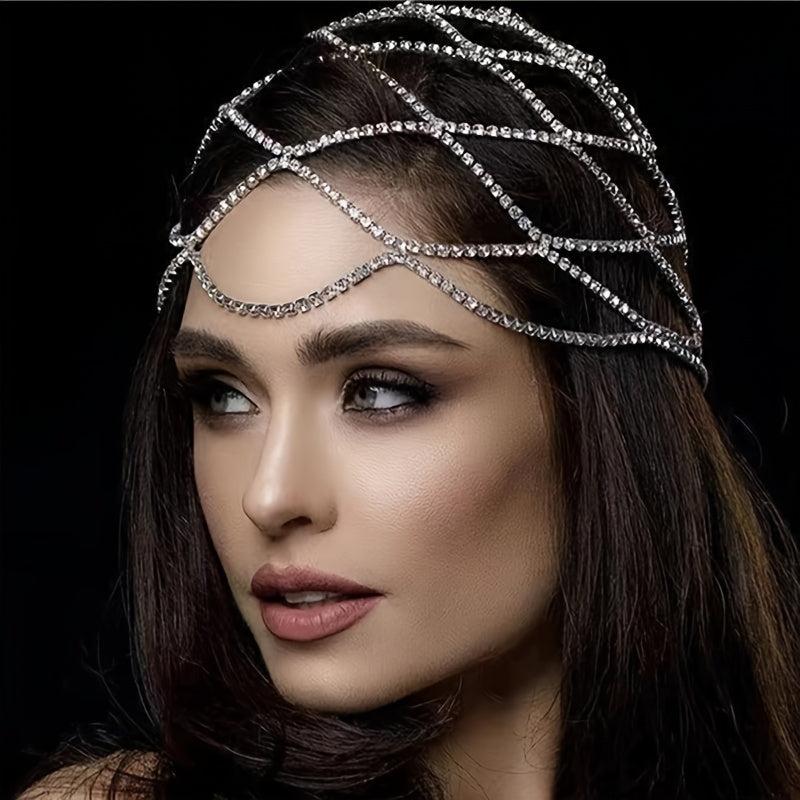 Mesh Bridal Headband Rhinestone Head Piece Hair Accessories