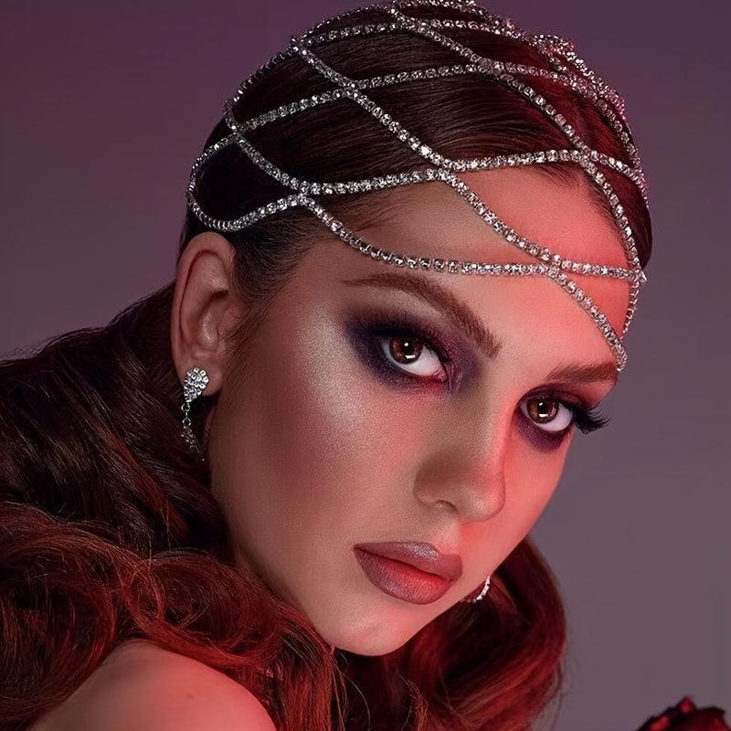 Mesh Bridal Headband Rhinestone Head Piece Hair Accessories