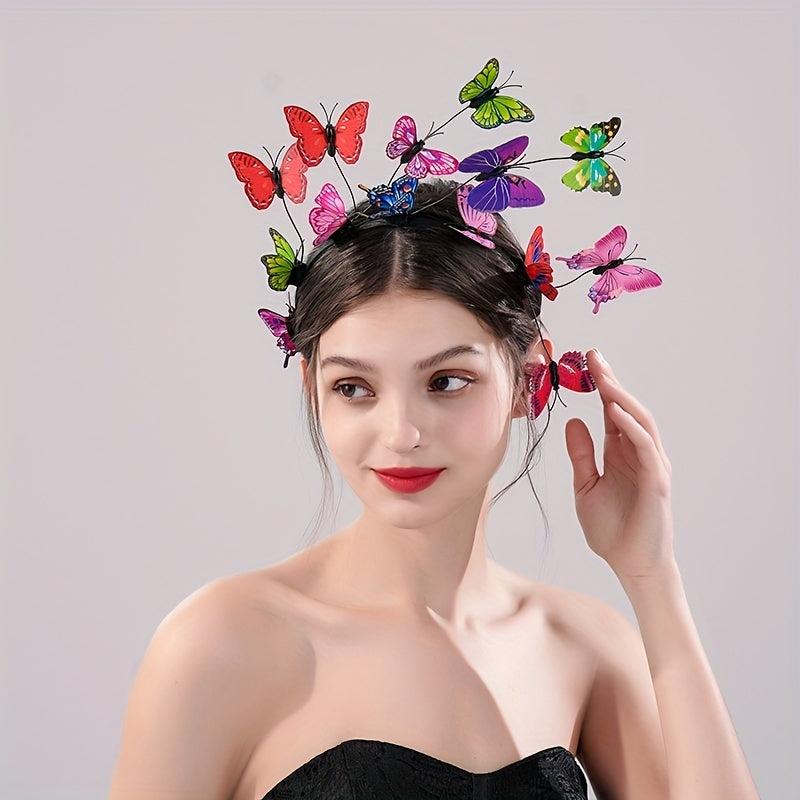 Colorful Butterfly Headband Wedding Bridal Hair Band