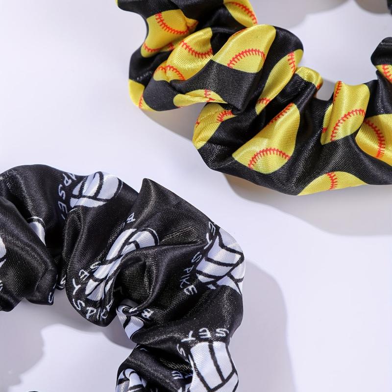 2pcs Tennis Pattern Scrunchie Hair Ties