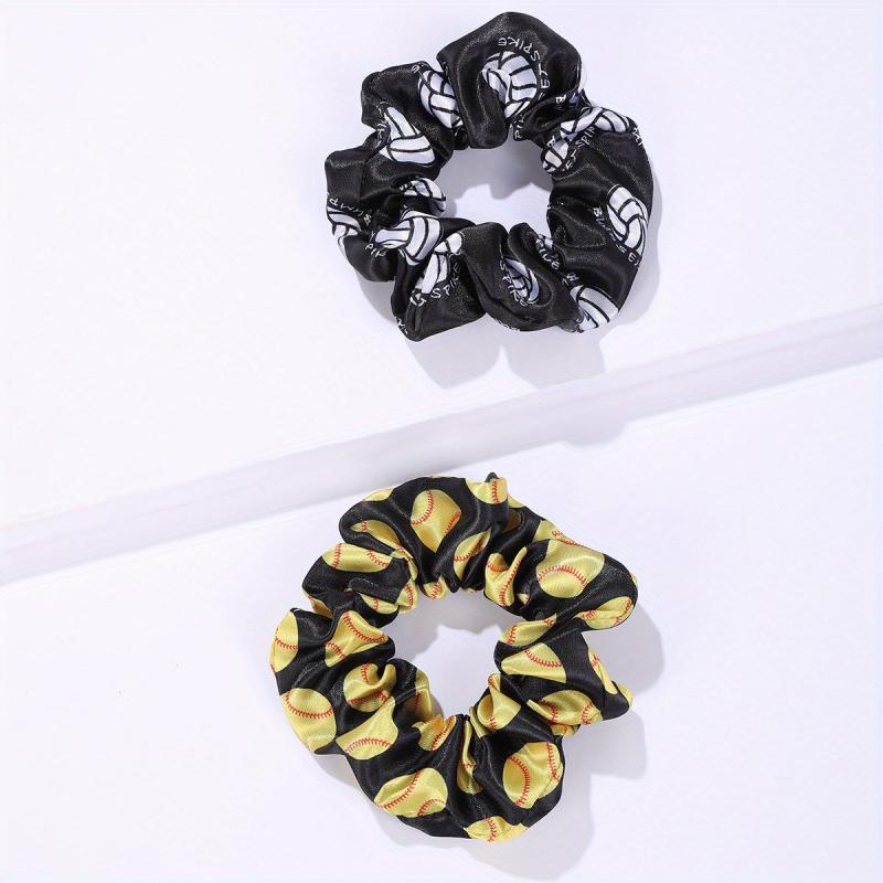 2pcs Tennis Pattern Scrunchie Hair Ties