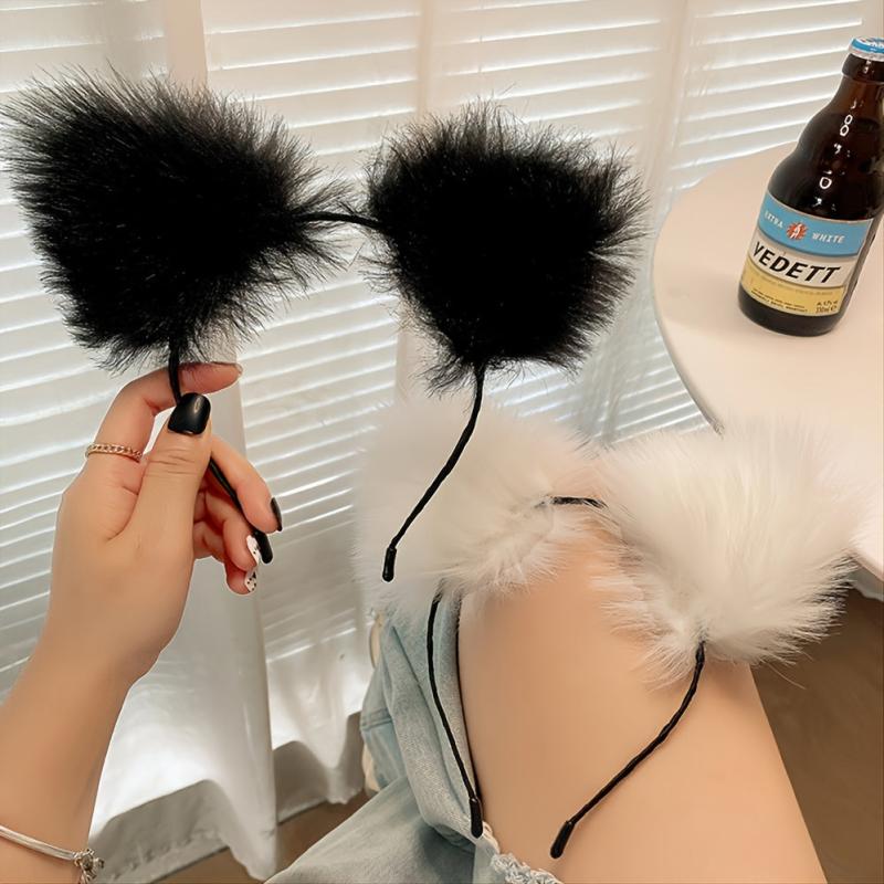 Cat Ears Headband Cosplay Anime Lolita Plush Furry Halloween Party Hairband