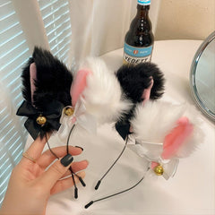 Cat Ears Headband Cosplay Anime Lolita Plush Furry Halloween Party Hairband