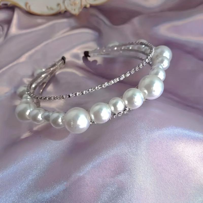 Baroque Pearl Rhinestone Headband Retro Style Bridal Hair Band