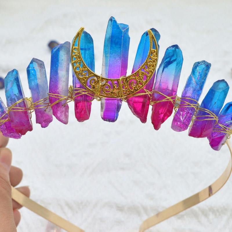 Moon Crystal Quartz Rhinestone Tiara Headband for Woman