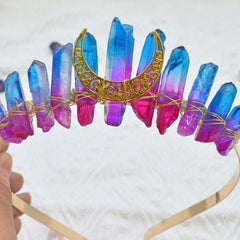Moon Crystal Quartz Rhinestone Tiara Headband for Woman