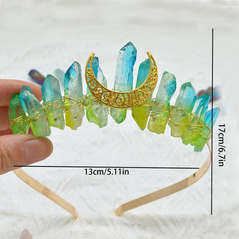 Moon Crystal Quartz Rhinestone Tiara Headband for Woman