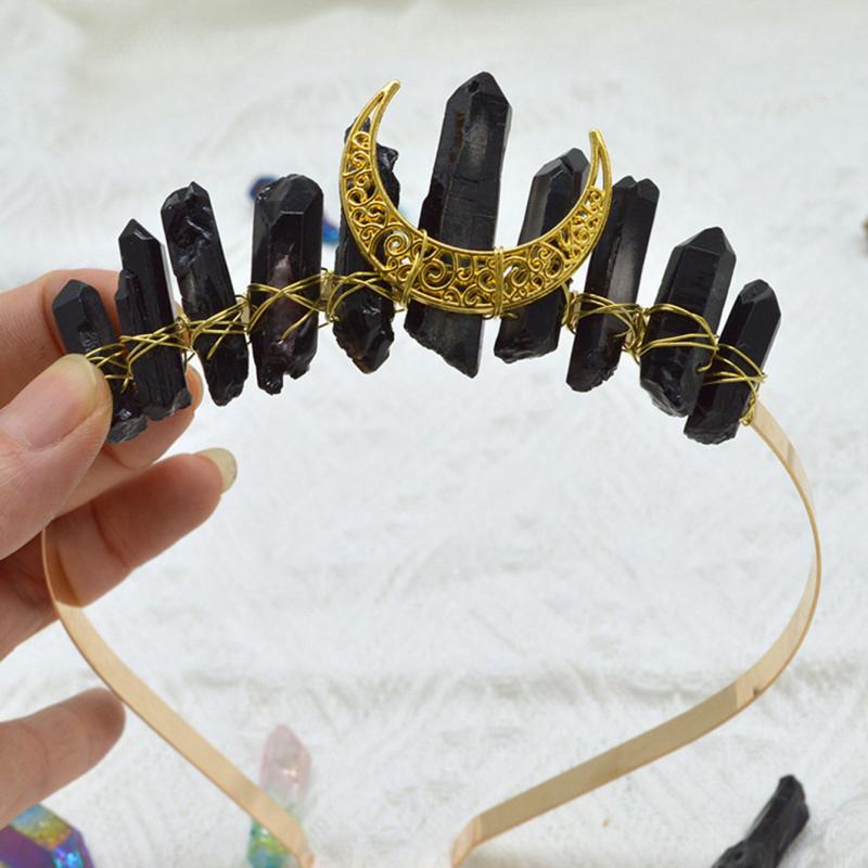 Moon Crystal Quartz Rhinestone Tiara Headband for Woman