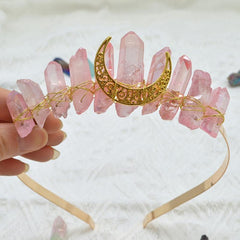 Moon Crystal Quartz Rhinestone Tiara Headband for Woman