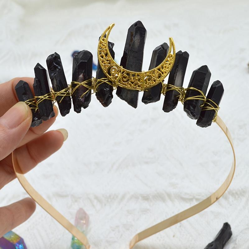 Moon Crystal Quartz Rhinestone Tiara Headband for Woman