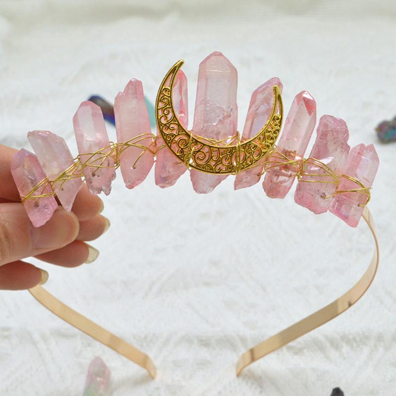 Moon Crystal Quartz Rhinestone Tiara Headband for Woman