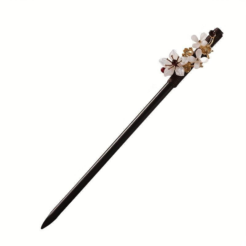 Flower Hairpin Wooden Hair Stick Ponytail Holder Hair Accessories