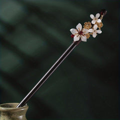 Flower Hairpin Wooden Hair Stick Ponytail Holder Hair Accessories