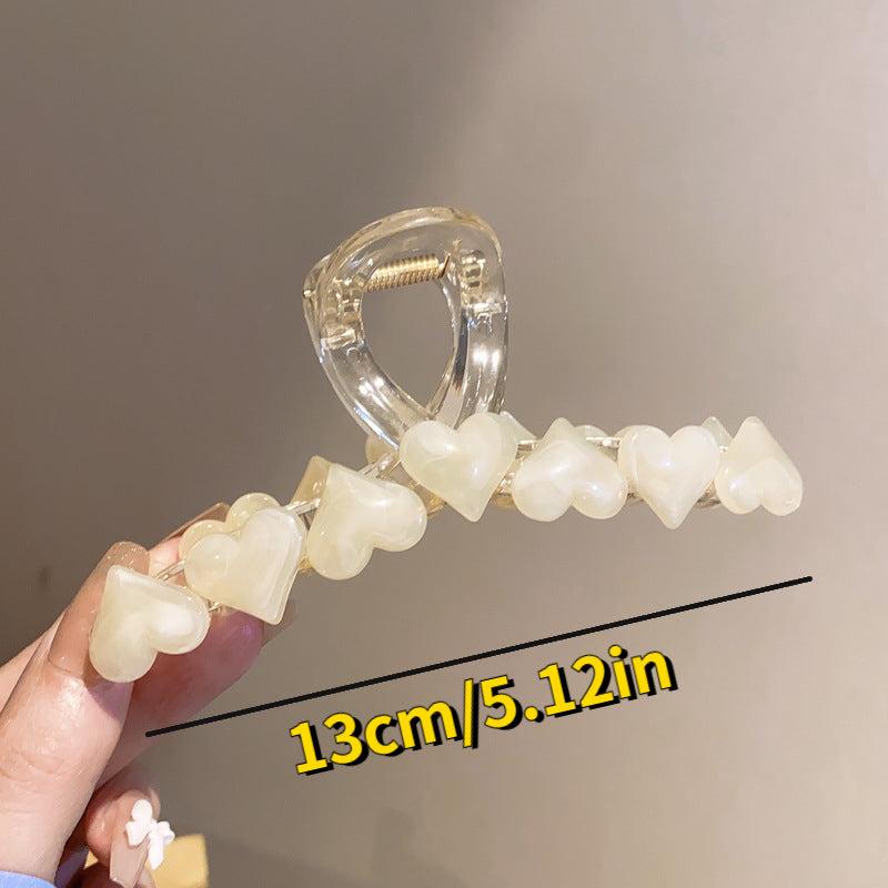 Sweet Hair Claw Jelly Heart Decor Hair Claw Nonslip Ponytail Holder