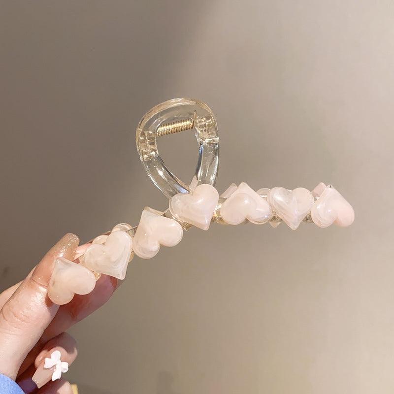Sweet Hair Claw Jelly Heart Decor Hair Claw Nonslip Ponytail Holder