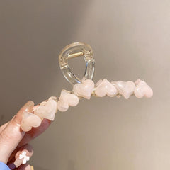 Sweet Hair Claw Jelly Heart Decor Hair Claw Nonslip Ponytail Holder