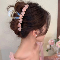 Sweet Hair Claw Jelly Heart Decor Hair Claw Nonslip Ponytail Holder