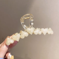 Sweet Hair Claw Jelly Heart Decor Hair Claw Nonslip Ponytail Holder