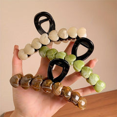 Heart Decor Hair Claw Acrylic Banana Clip Headwear