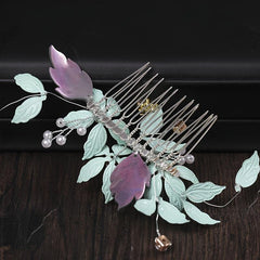 Green Leaf Hairpins Wedding Hair Accessories Crystal Hair Comb