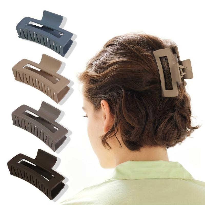 4pcs Matte Grey Hair Claw Clips Thick Hair Barrettes