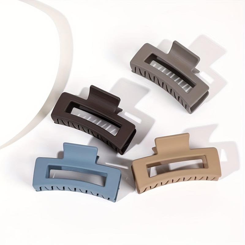 4pcs Matte Grey Hair Claw Clips Thick Hair Barrettes