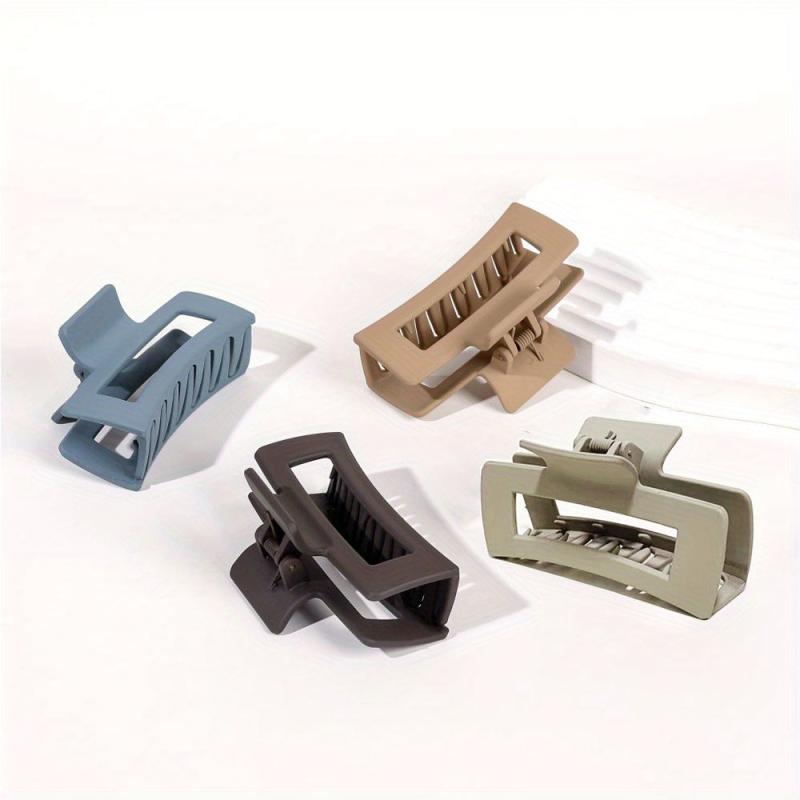 4pcs Matte Grey Hair Claw Clips Thick Hair Barrettes