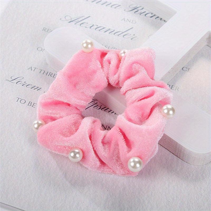 Faux Pearls Women Daily Large Scrunchie Hair Rope Elastic Hair Ties