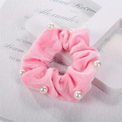 Faux Pearls Women Daily Large Scrunchie Hair Rope Elastic Hair Ties