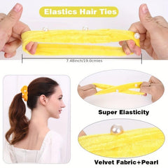 Faux Pearls Women Daily Large Scrunchie Hair Rope Elastic Hair Ties
