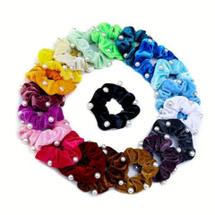 Faux Pearls Women Daily Large Scrunchie Hair Rope Elastic Hair Ties