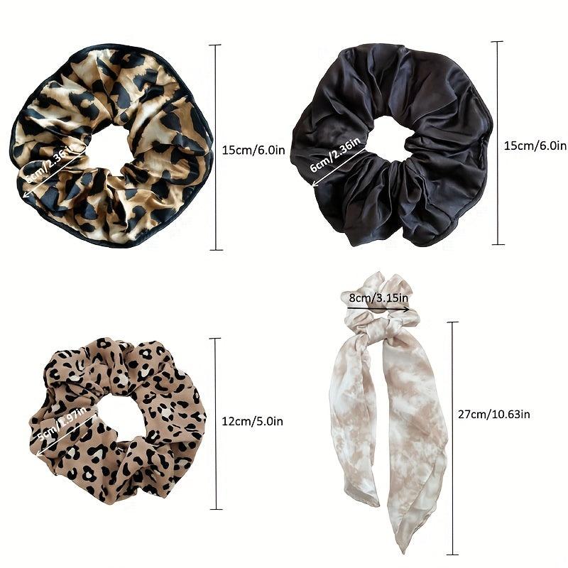 Leopard Print Hair Scrunchies Soft Silk Scrunchie For Women Girls