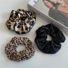 Leopard Print Hair Scrunchies Soft Silk Scrunchie For Women Girls