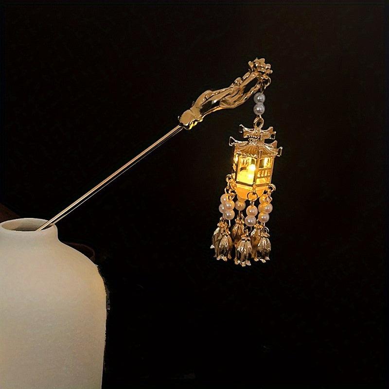 Antique Luminous Lantern Tassel Hairpin Unique Female Hairpin