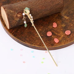 Vintage Chinese Hairpin Chignon with Faux Pearl Flower Tassel