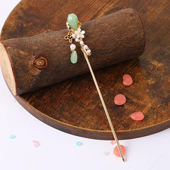 Vintage Chinese Hairpin Chignon with Faux Pearl Flower Tassel