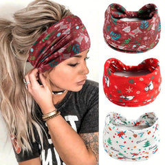 Christmas Pattern Knotted Sports Hair Bands Sweatband for Running Yoga