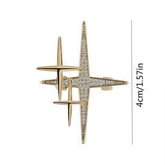 Golden Plated Cross Star Lapel Brooches Pins Corsage Scarf Clips