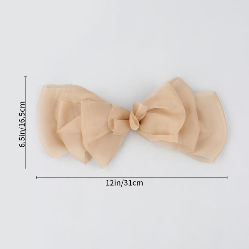 Chiffon Spring Clip Ponytail Bow Barrette Solid Hair Bows For Women Girls