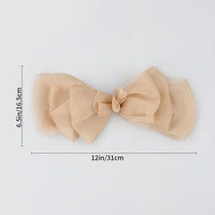 Chiffon Spring Clip Ponytail Bow Barrette Solid Hair Bows For Women Girls