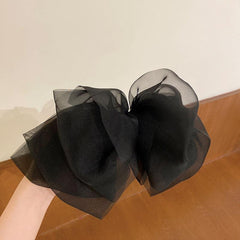Chiffon Spring Clip Ponytail Bow Barrette Solid Hair Bows For Women Girls