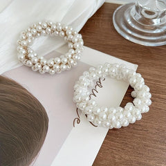 3pcs Faux Pearl Scrunchies Hair Tie Elastic Ponytail Holder